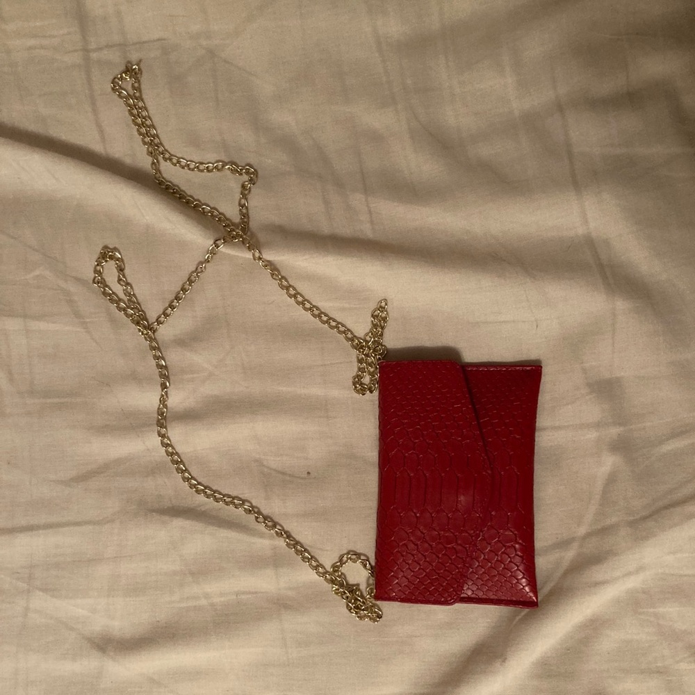 Red False Leather Coin Bag